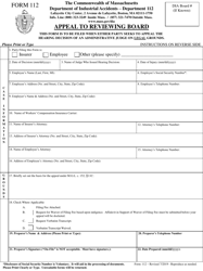 Form 112 &quot;Appeal to Reviewing Board&quot; - Massachusetts