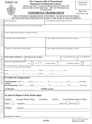 Form 140 Conference Memorandum - Massachusetts