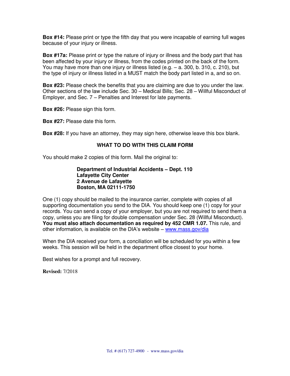 Instructions for Form 110 Employee Claim - Massachusetts, Page 3