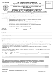 Document preview: Form 116B Addendum to Lump Sum Agreement: Vocational Rehabilitation Status - Massachusetts