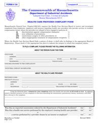 Form 134 Health Care Provider Complaint Form - Massachusetts