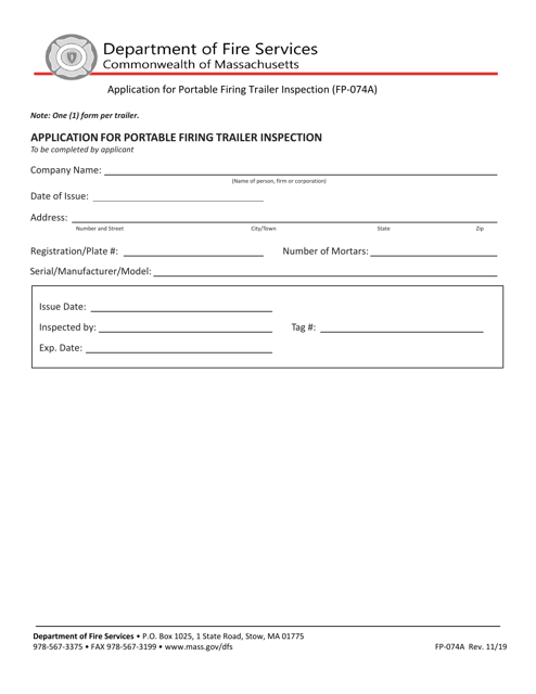 Form FP-074A  Printable Pdf