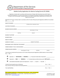Form FP-293F Mobile Facility Application for Marine Fueling Permit - Massachusetts