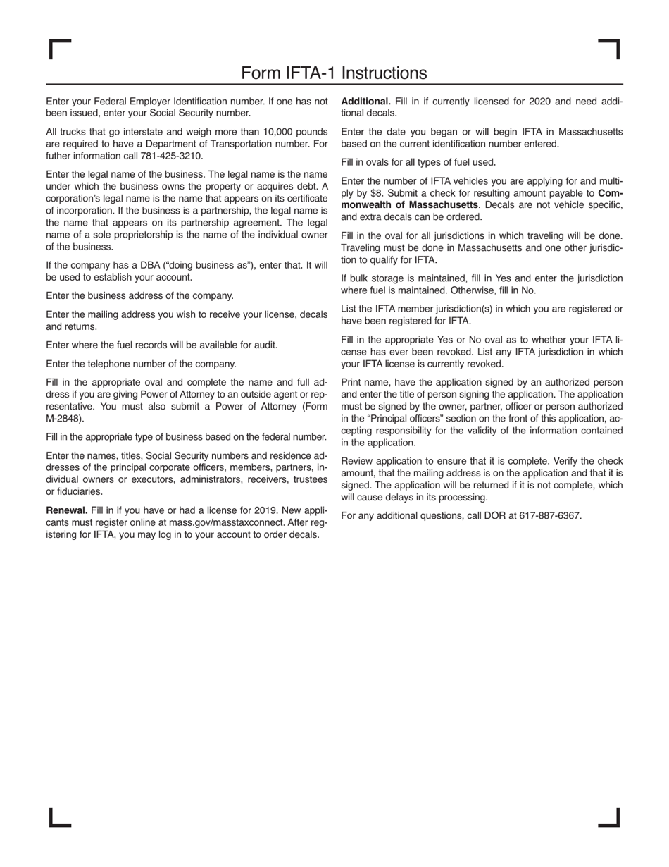 Form IFTA-1 International Fuel Tax Agreement Massachusetts License Application - Massachusetts, Page 3