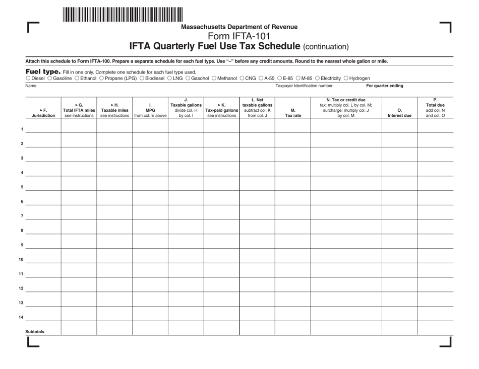Form IFTA-101 Ifta Quarterly Fuel Use Tax Schedule - Massachusetts, Page 3