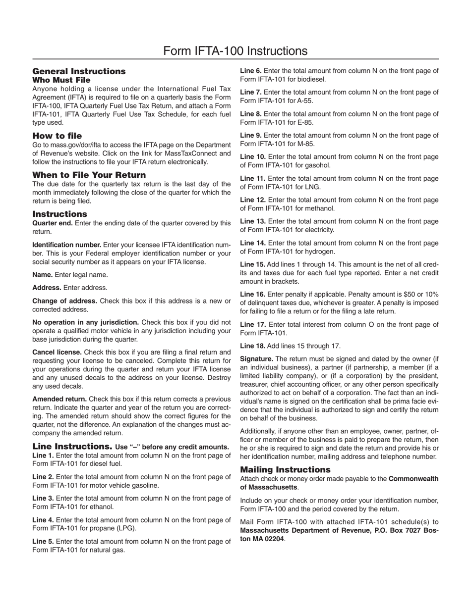Form IFTA-100 Ifta Quarterly Fuel Use Tax Return - Massachusetts, Page 2