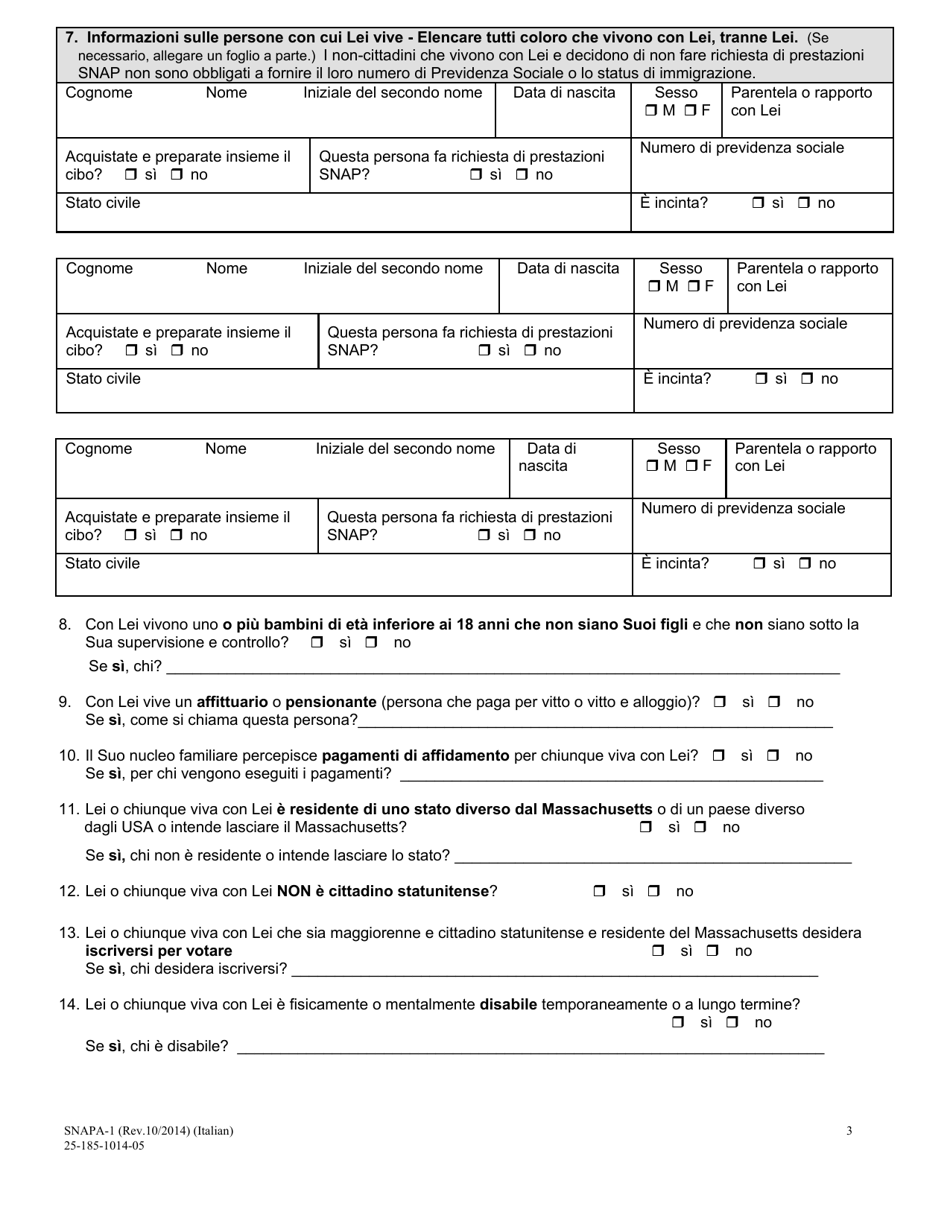 Form SNAPA-1 Snap Benefits Application - Massachusetts (Italian), Page 5