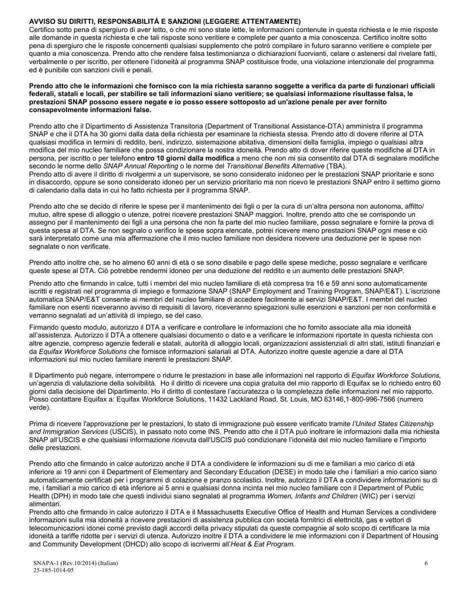 Form SNAPA-1 Snap Benefits Application - Massachusetts (Italian), Page 8
