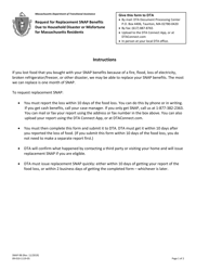 Form SNAP-9B Request for Replacement Snap Benefits Due to Household Disaster or Misfortune for Massachusetts Residents - Massachusetts