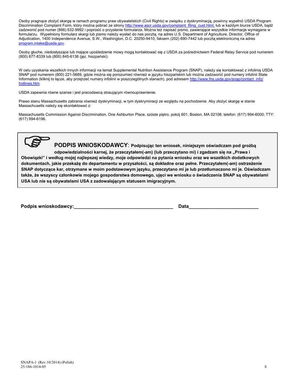 Form SNAPA-1 Snap Benefits Application - Massachusetts (Polish), Page 10