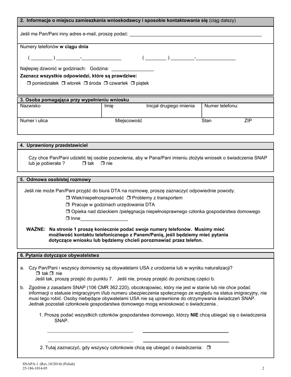 Form SNAPA-1 Snap Benefits Application - Massachusetts (Polish), Page 4