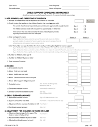 Form CJD304 &quot;Child Support Guidelines Worksheet&quot; - Massachusetts