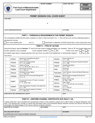 Document preview: Permit Session Civil Cover Sheet - Massachusetts