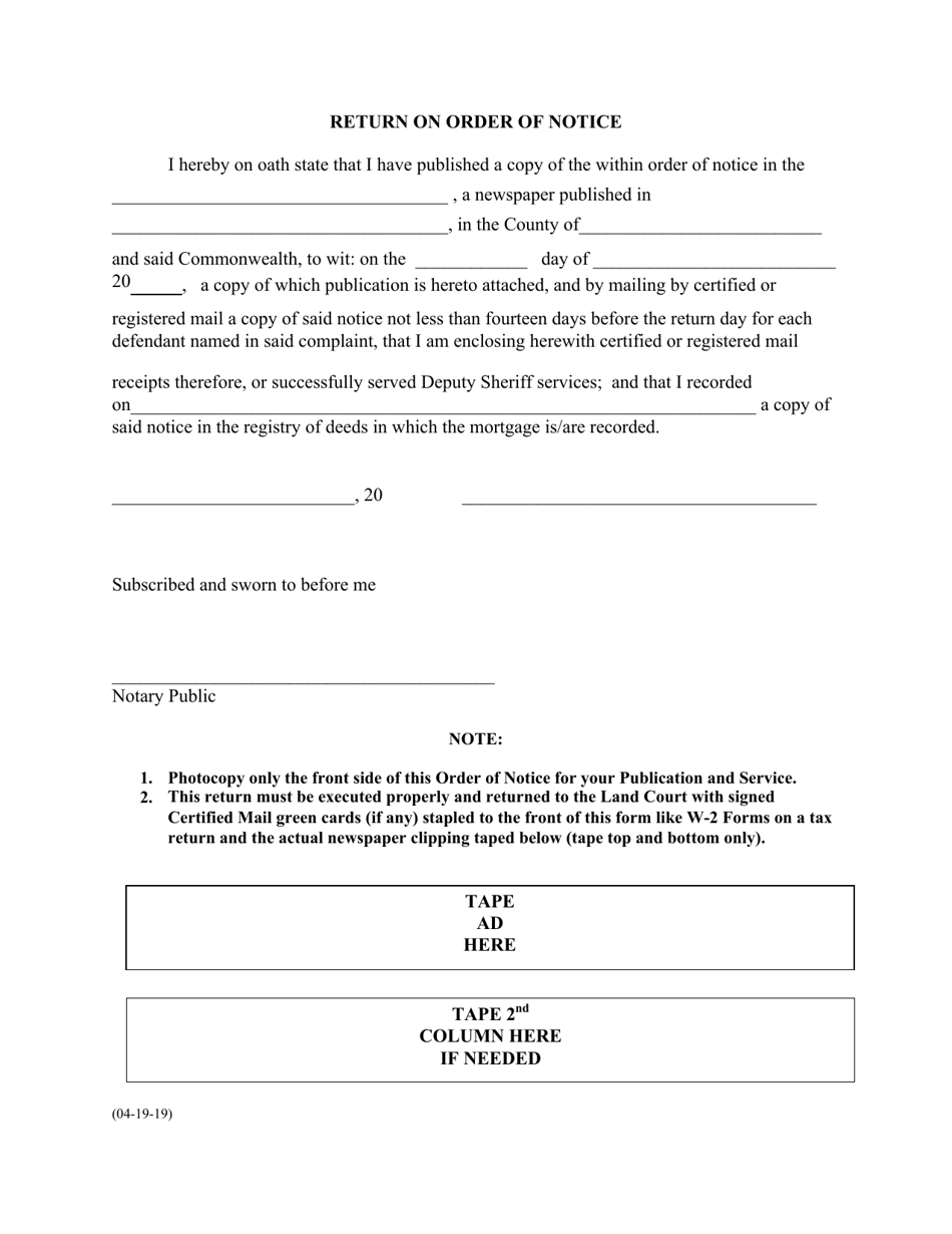 Massachusetts Order of Notice Download Printable PDF 2018 — 2024 ...