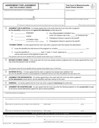 Form DC-SC-8 &quot;Agreement for Judgment and for Payment Order&quot; - Massachusetts