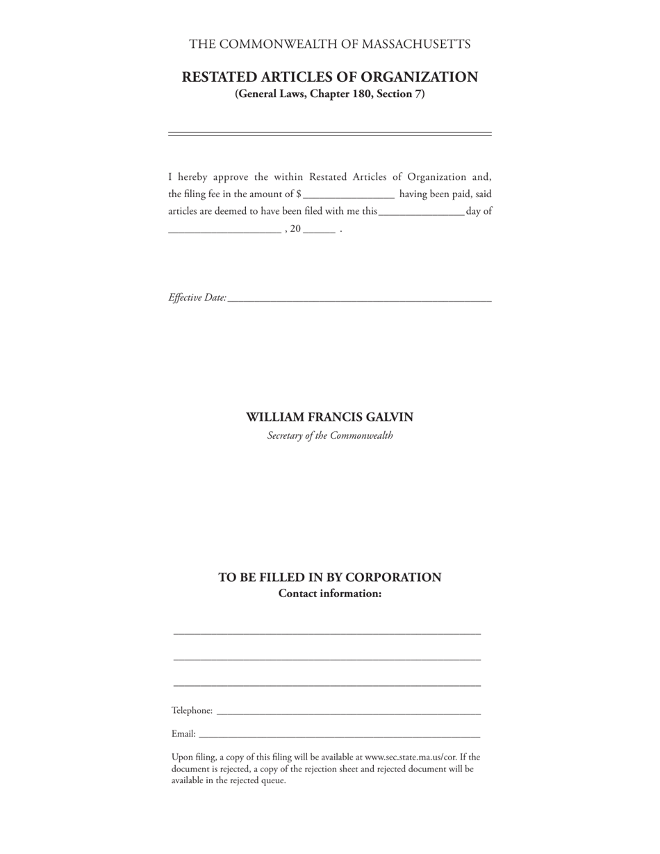 Restated Articles of Organization - Massachusetts, Page 4