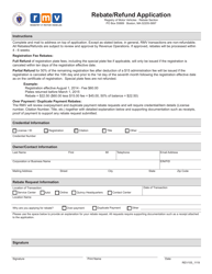 Document preview: Form REV105 Rebate/Refund Application - Massachusetts