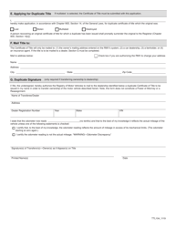 Form TTL104 Amend/Lienholder Maintenance/Duplicate Title Application - Massachusetts, Page 2