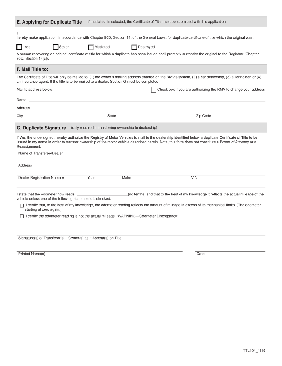 Form TTL104 - Fill Out, Sign Online And Download Fillable PDF ...