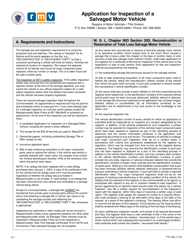 Form TTL109 Application for Inspection of a Salvaged Motor Vehicle - Massachusetts