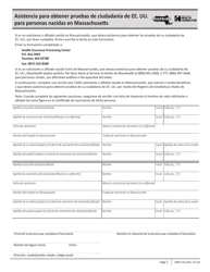 Formulario MVRS Asistencia Para Obtener Pruebas De Ciudadania De Ee. Uu. Para Personas Nacidas En Massachusetts - Massachusetts (Spanish)