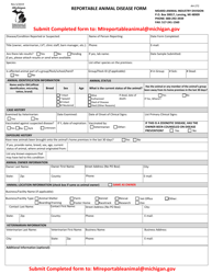 Form AH-272 &quot;Reportable Animal Disease Form&quot; - Michigan
