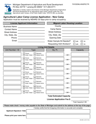 Form ES-001 &quot;Agricultural Labor Camp License Application - New Camp&quot; - Michigan