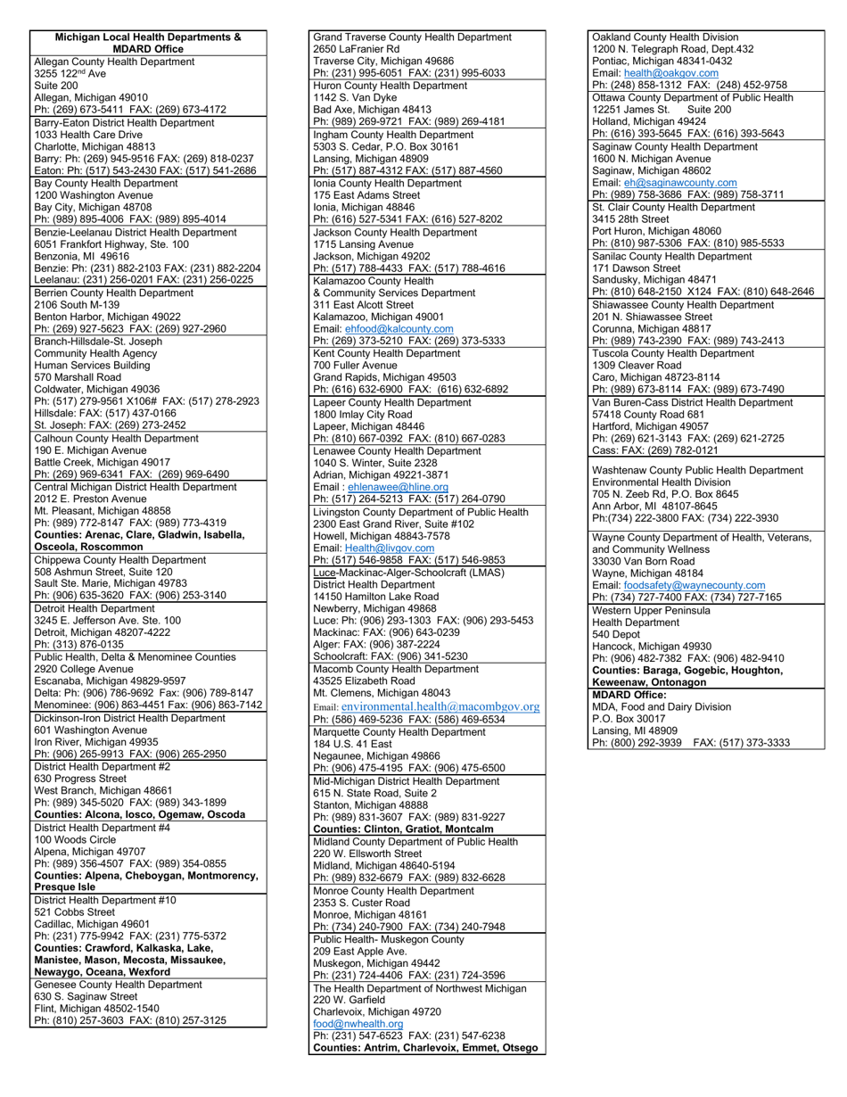 Notification of Intent to Operate a Special Transitory Food Unit (Stfu) - Michigan, Page 2