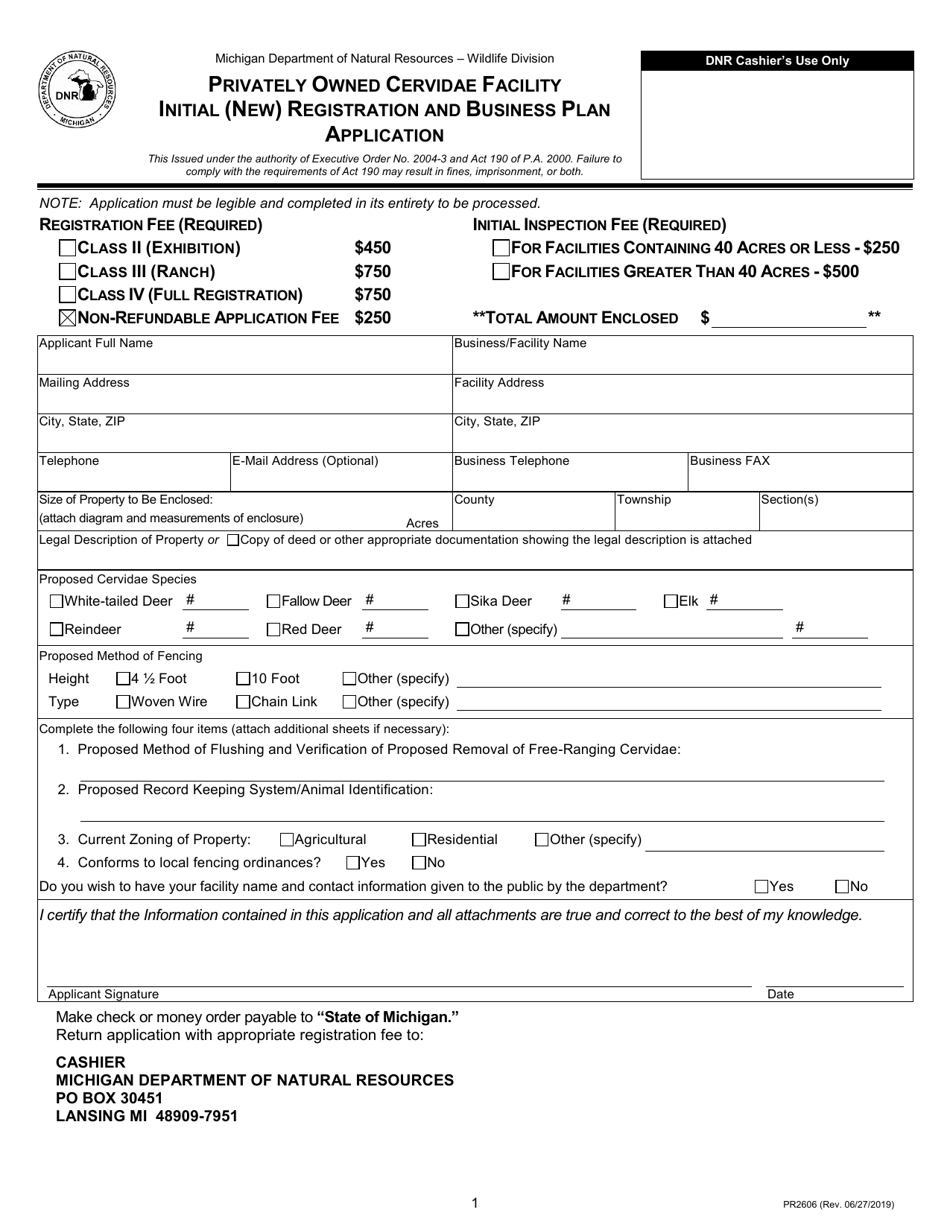 Form PR2606 - Fill Out, Sign Online and Download Fillable PDF, Michigan ...