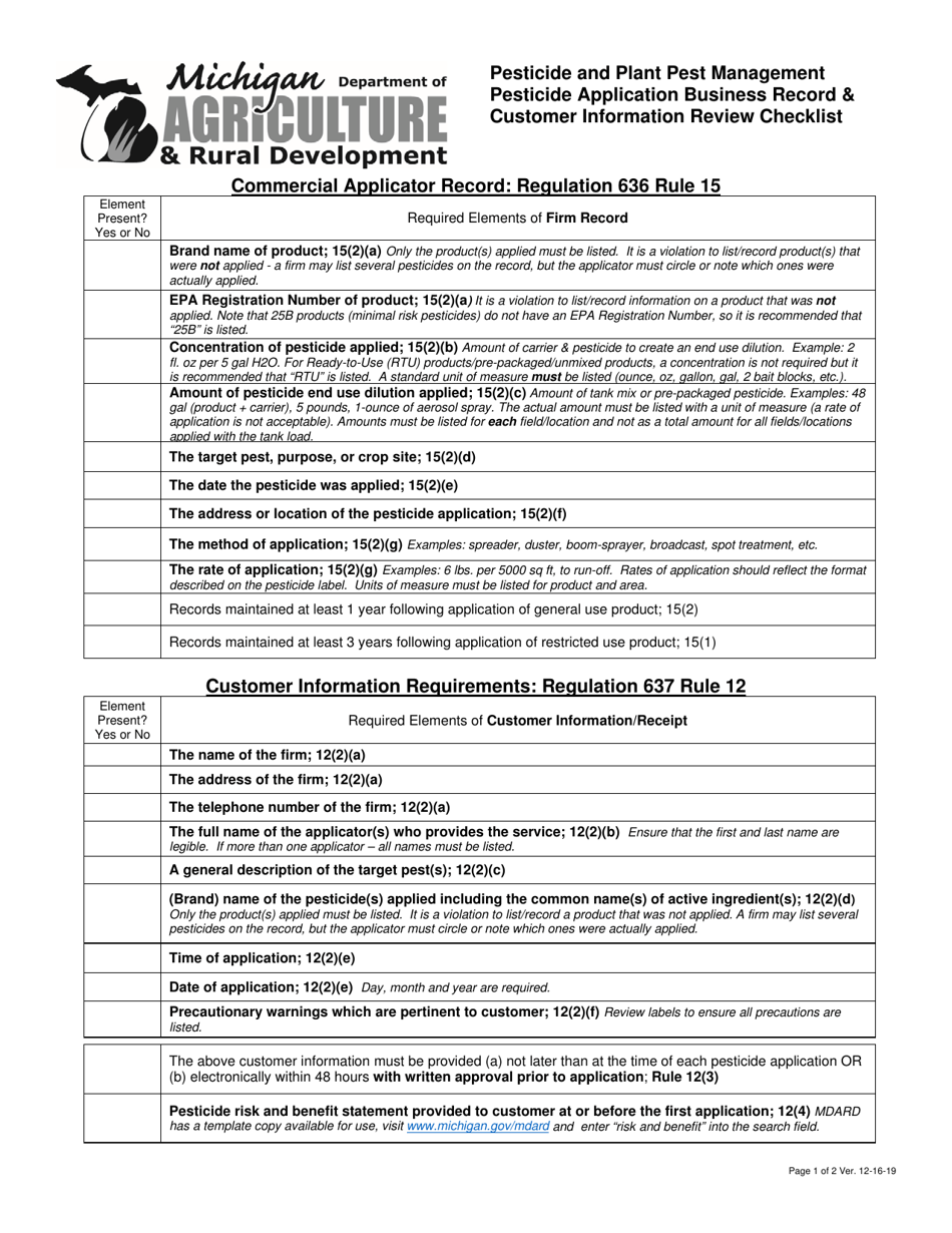 Michigan Pesticide and Plant Pest Management Pesticide Application