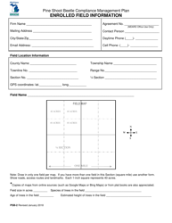 Form PSB-2 &quot;Pine Shoot Beetle Compliance Management Plan Enrolled Field Information&quot; - Michigan