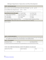 Hemp Ag-Pilot Program Application - Michigan, Page 2