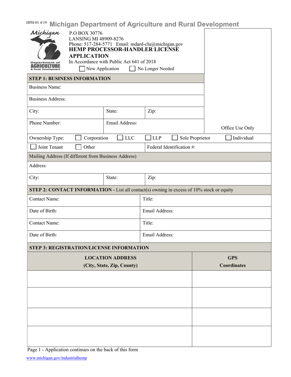 Form HPH01 Fill Out, Sign Online and Download Fillable PDF, Michigan Templateroller