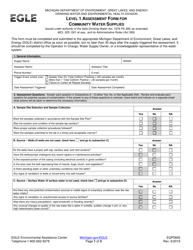Document preview: Form EQ5826 Level 1 Assessment Form for Community Water Supplies - Michigan