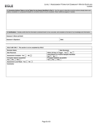 Form EQ5826 Level 1 Assessment Form for Community Water Supplies - Michigan, Page 3