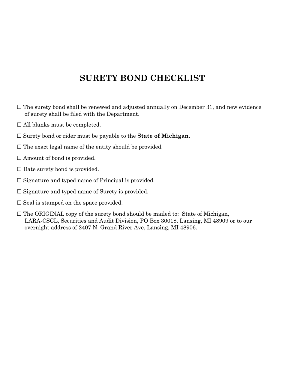 Form CSCL / SEC-3006 Investment Adviser Surety Bond - Michigan, Page 3
