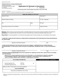 Document preview: Form CSCL/CCC-102 Continuing Care Communities Application for Renewal or Amendment - Michigan