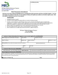 Document preview: Form MMP-3056 Plant Possession Amendment - Michigan