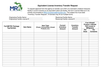 Equivalent License Inventory Transfer Request - Michigan, Page 2