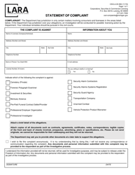 Form CSCL/LCE-992 Statement of Complaint - Michigan, Page 4