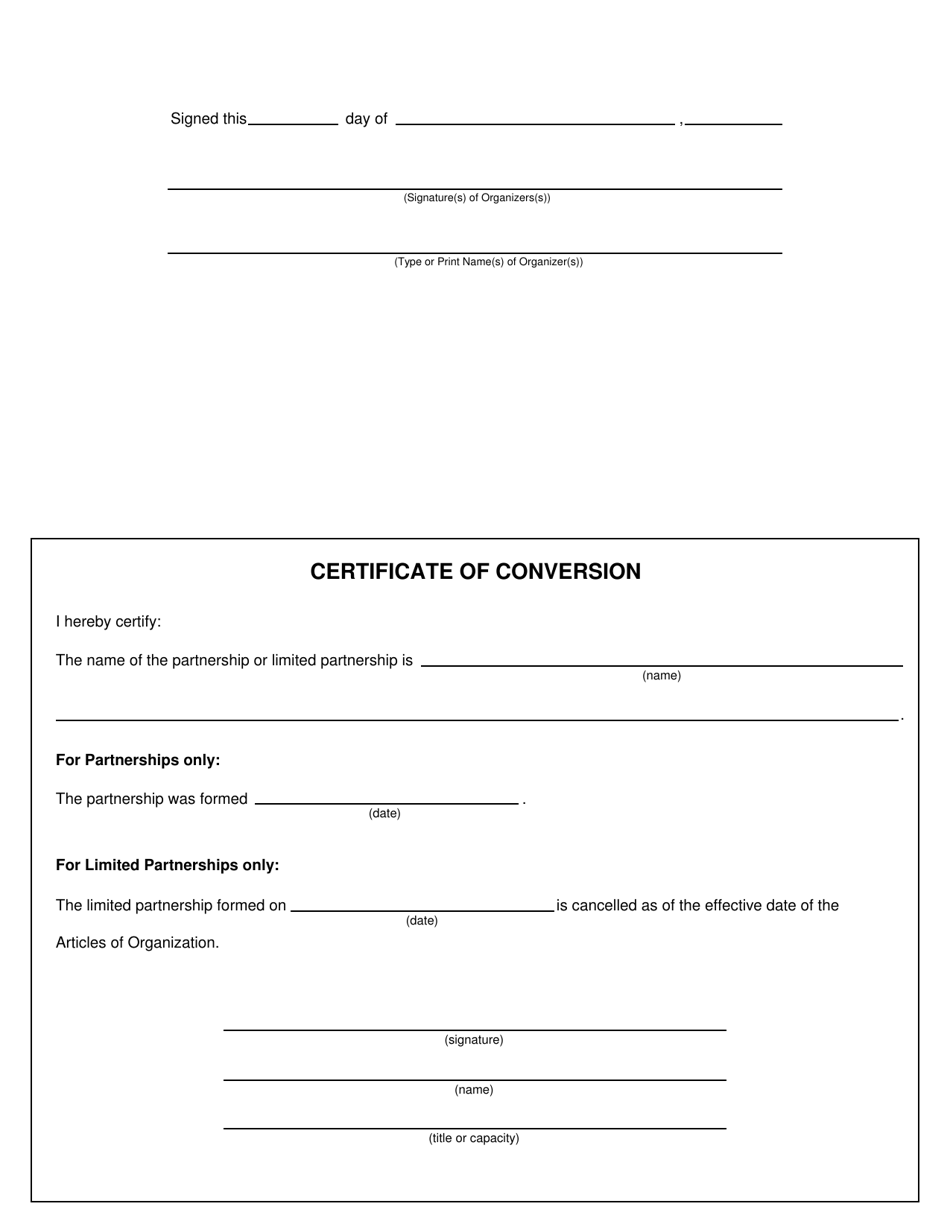Form CSCL / CD-753 Articles of Organization and Certificate of Conversion for Use by Domestic Partnerships or Domestic Limited Partnerships to Convert to a Domestic Limited Liability Company - Michigan, Page 2