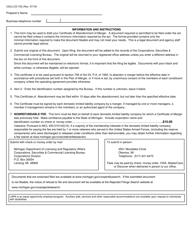 Form CSCL/CD-752 Certificate of Abandonment of Merger for Use by Domestic Limited Liability Companies - Michigan, Page 2