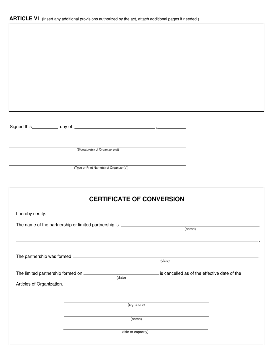 Form CSCL / CD-753P Articles of Organization and Certificate of Conversion for Use by Domestic Partnerships or Domestic Limited Partnerships to Convert to a Domestic Limited Liability Company - Michigan, Page 2