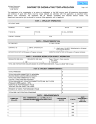 Document preview: Form 0188 Contractor Good Faith Effort Application - Michigan