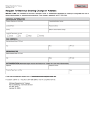 Document preview: Form 3875 Request for Revenue Sharing Change of Address - Michigan