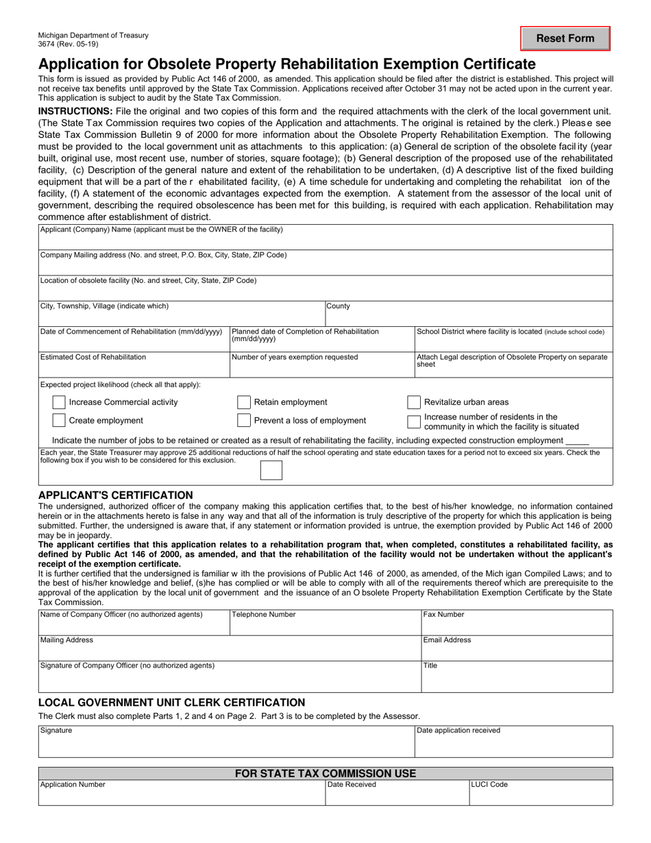 Form 3674 Example Form 3674 - Fill Out, Sign Online and Download Fillable PDF, Michigan ...