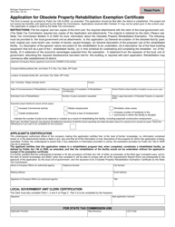 Form 3674 Application for Obsolete Property Rehabilitation Exemption Certificate - Michigan