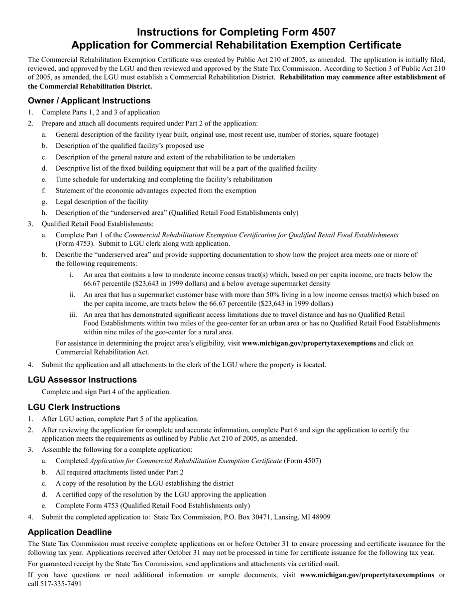 Form 4507 Application for Commercial Rehabilitation Exemption Certificate - Michigan, Page 3