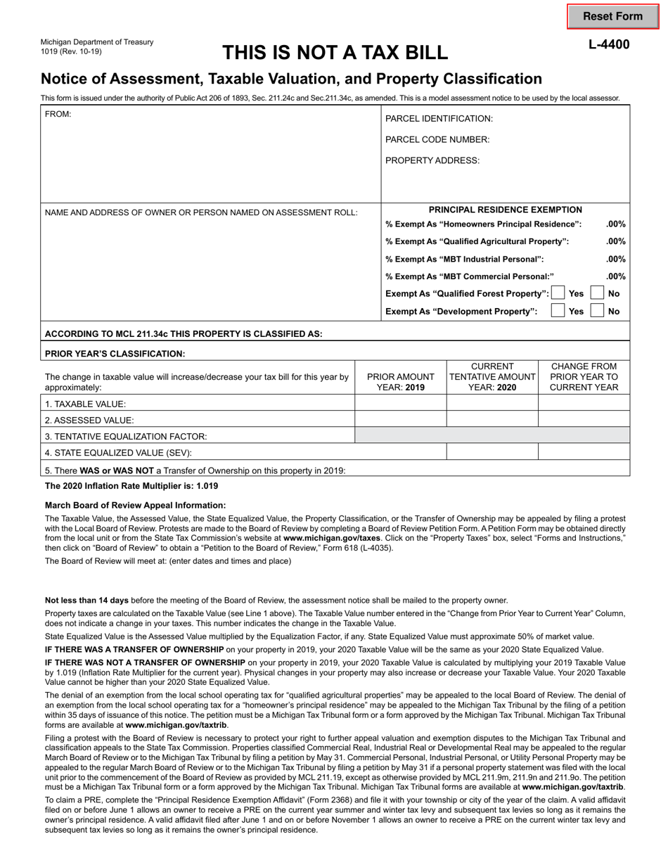 Form L4400 (1019) Download Fillable PDF or Fill Online Notice of