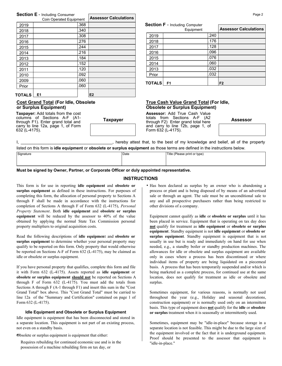 Form 2698 Idle Equipment, Obsolete Equipment, and Surplus Equipment Report - Michigan, Page 2